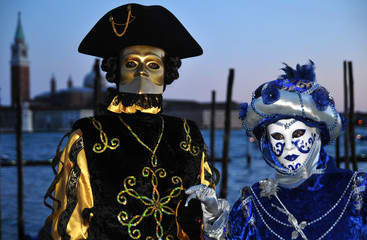 Traditional carnival Venice mask with colorful decoration..