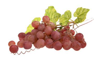 Red grape cluster with leaves