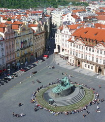 Aerial view on Prague Old Town Vencyslaw square.
