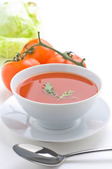 delicious and healthy homemade tomato soup and vegetables