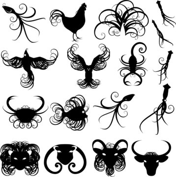 swirly animal silhouettes