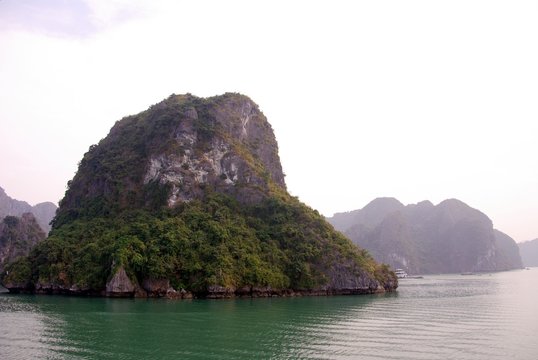 Limestone islands in Halong bay in Vietnam