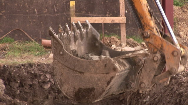 Construction footage of a heavy building bulldozer