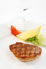 Grilled meat with vegetable salad