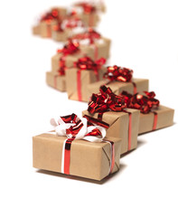 Obraz premium Christmas gifts in a row