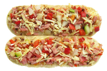 Sandwich pizza with ham, cheese and vegetables