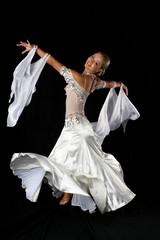 blonde dancer in classical white dress