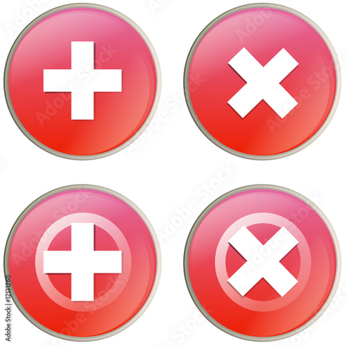 "pack 4 icones croix blanche fond rouge." fichier vectoriel libre de droits sur la banque d