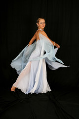 Fototapeta premium dancer in classical blue-white dress
