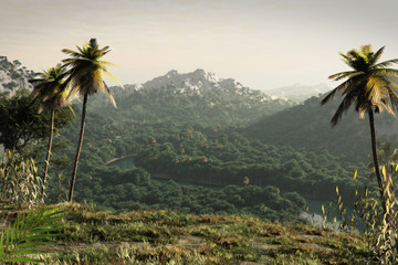 Fototapeta na wymiar CGI landscape