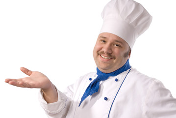 attractive cook on the white background