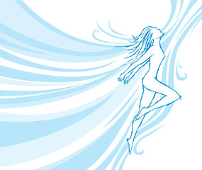 Flowing dancer, embodies dancing and freedom.