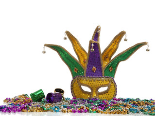 Mardi Gras Mask and Beads