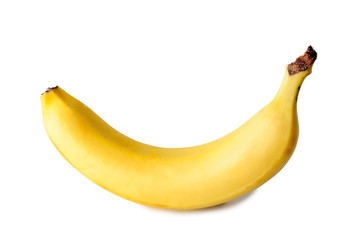 Single banana isolated on white
