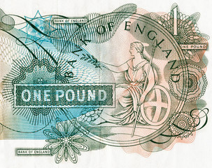 Close-up of an old English bank note