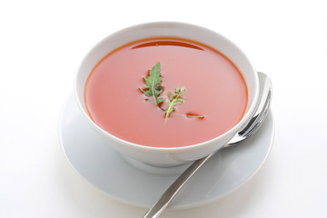 delicious and healthy homemade tomato soup and vegetables