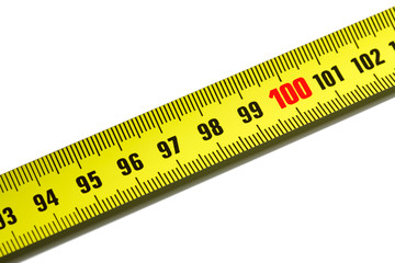 One hundred on measuring tape