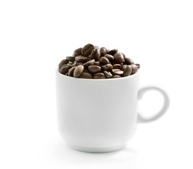 Coffee beans and cup