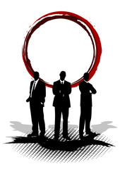 Three businessmen who fold their arms