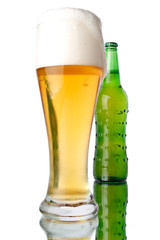 Glass and bottle of beer