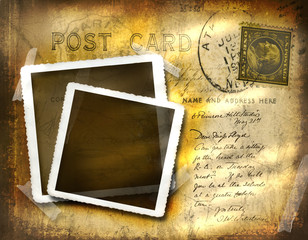 Vintage postcard with grungy background