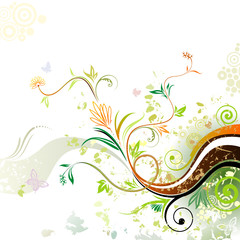 Spring.  Grunge floral design of spring, vector layered.