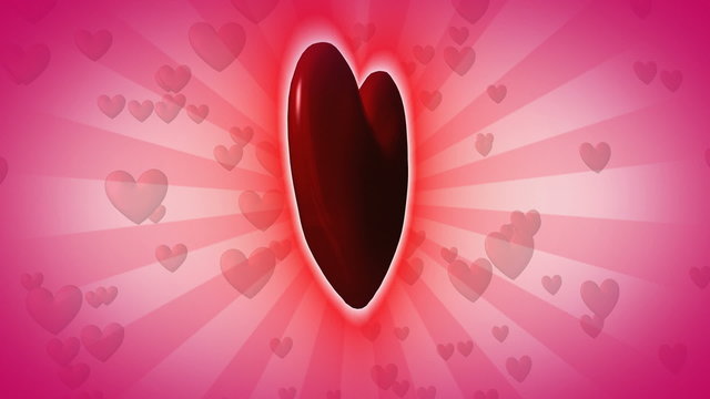 Animated heart with flying hearts in background