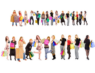 Fototapeta premium Shopping group of people with colorful bags