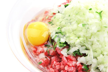 mince meat and chicken egg
