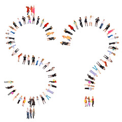 Sign made of multiple people