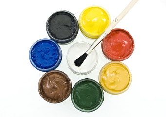 watercolor gouache paints set with brush