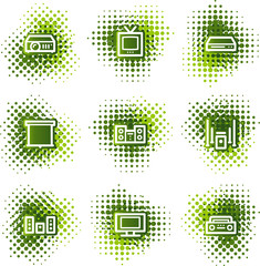 Audio video web icons, green dots series