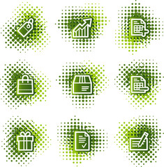 Shopping web icons, green dots series