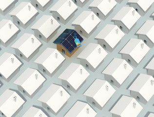 Obraz premium unique photovoltaic house with label of energetic certification