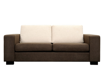 Brown sofa on white background