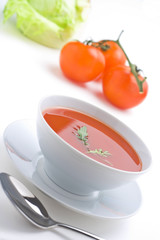 delicious and healthy homemade tomato soup and vegetables