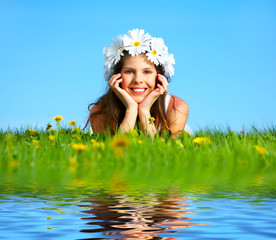 Woman with flower diadem