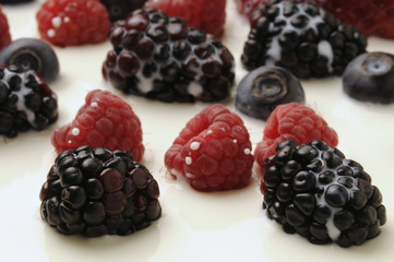 Frutti di bosco nel latte