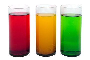 glasses with colored drinks