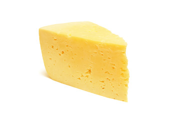 Piece of cheese on white.