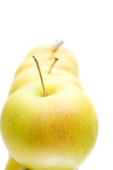 lots of yellow apples isolated on white