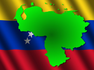 Venezuela map on rippled flag