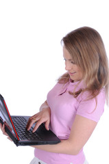 Fototapeta premium Studentin frau laptop notebook pc eingabe