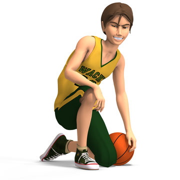 young manga character in basketball clothes.With Clipping Path