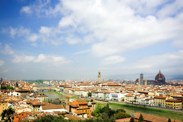 Fototapeta premium Panorama in Florence, Duomo and palazzo Vecchio