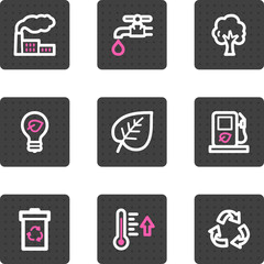 Ecology web icons, grey square buttons series