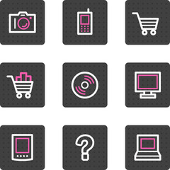 Electronics web icons, grey square buttons series