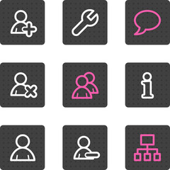 Users web icons, grey square buttons series