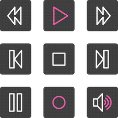 Walkman web icons, grey square buttons series