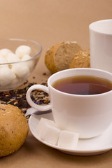 tea, mozzarella and bread